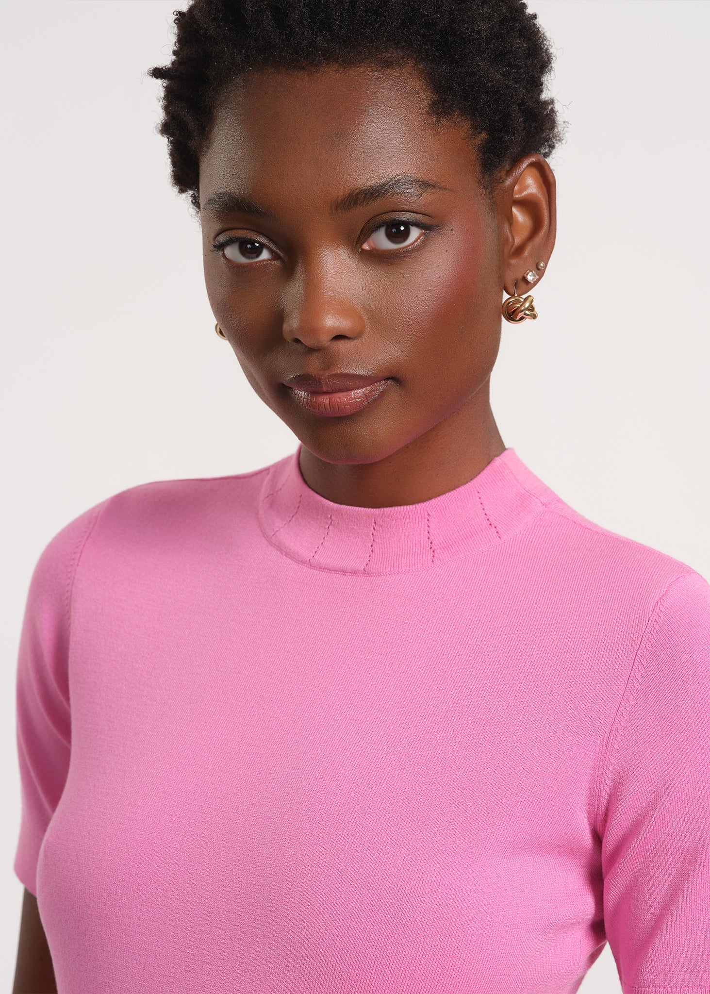 Short Sleeve Mock Neck Sweater