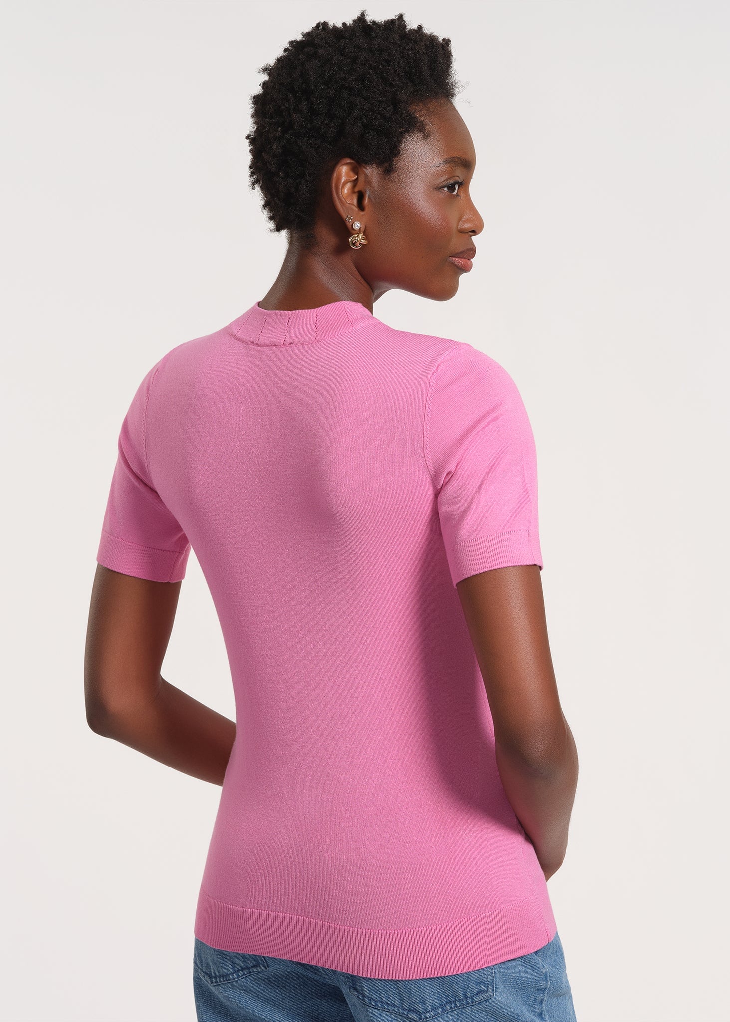 Short Sleeve Mock Neck Sweater