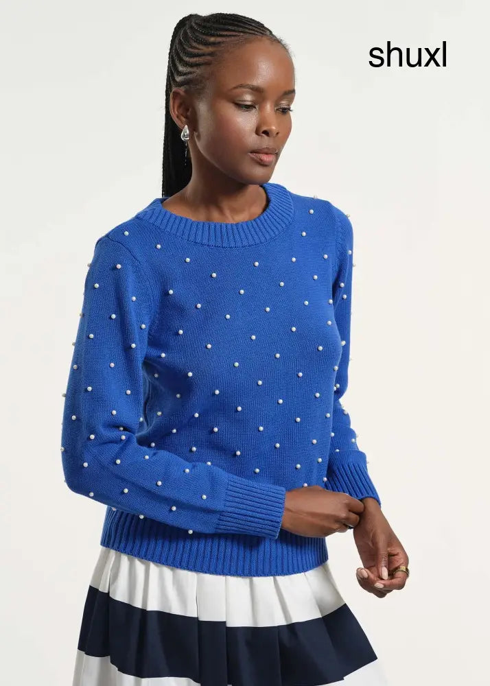 Cowl Neck Beaded Sweater - Clothing