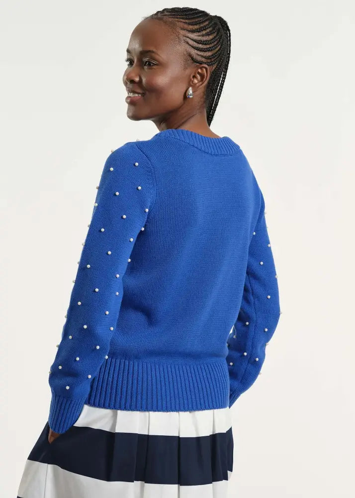 Cowl Neck Beaded Sweater - Clothing