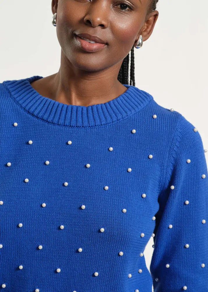 Cowl Neck Beaded Sweater - Clothing