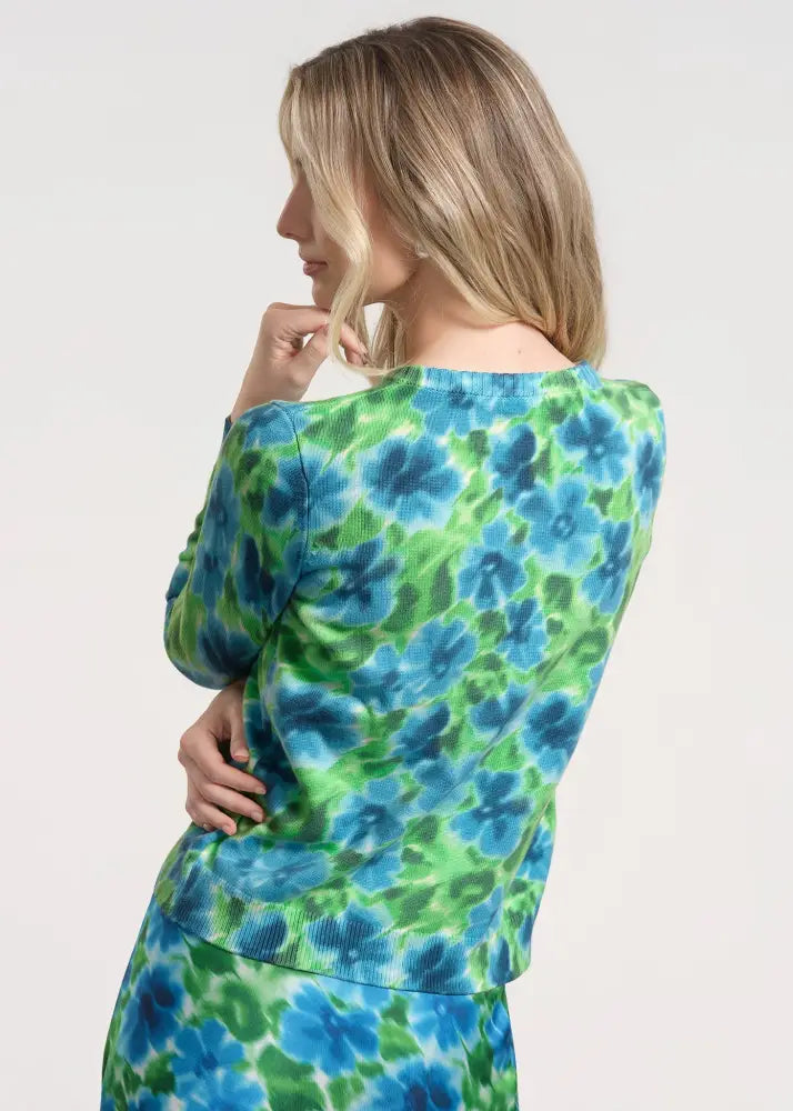 Floral Knit Cardigan Front - Clothing